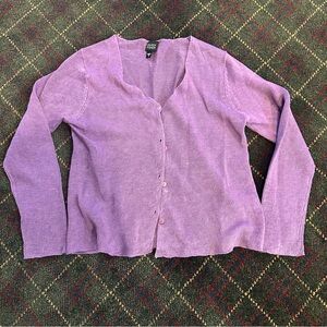 Eileen Fisher button knit cardigan purple women's small